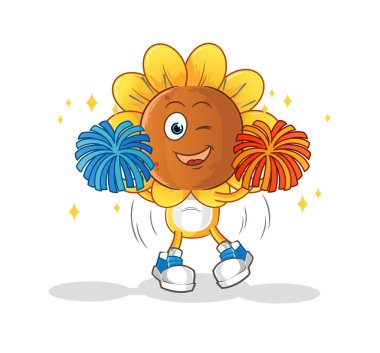 sunflower head cartoon cheerleader. cartoon mascot vector