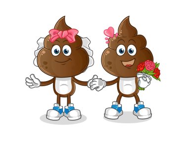 human shit head cartoon wedding. cartoon mascot vector