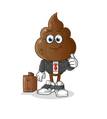 human shit head cartoon office worker mascot. cartoon vector