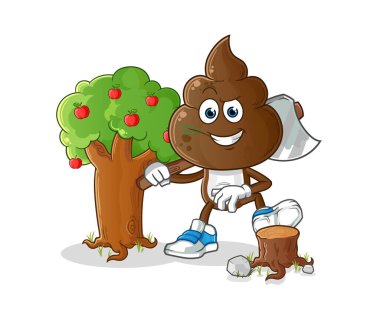 human shit head cartoon Carpenter illustration. character vector