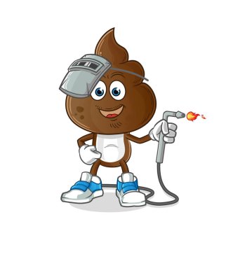 human shit head cartoon welder mascot. cartoon vector