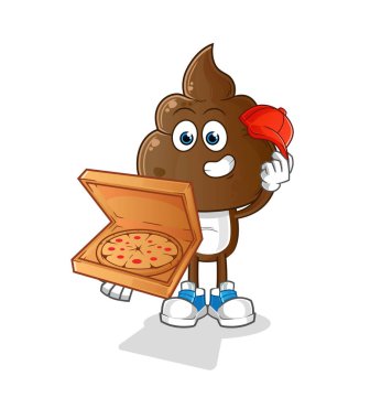 human shit head cartoon pizza delivery boy vector. cartoon character