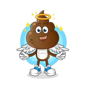 human shit head cartoon angel with wings vector. cartoon character