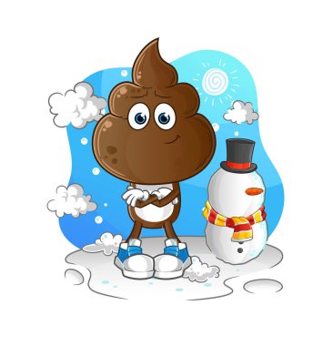 human shit head cartoon in cold winter character. cartoon vector