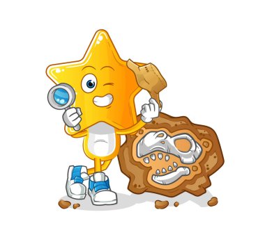 star head cartoon archaeologists with fossils mascot. cartoon vector