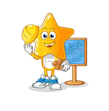 star head cartoon Architect illustration. character vector