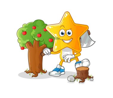 star head cartoon Carpenter illustration. character vector