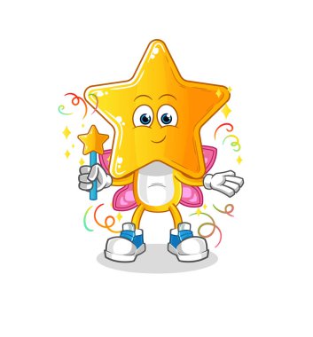 star head cartoon fairy with wings and stick. cartoon vector