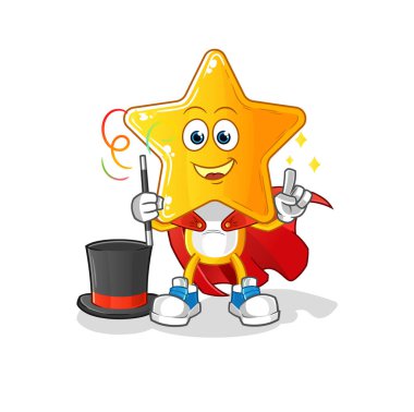 star head cartoon magician illustration. character vector