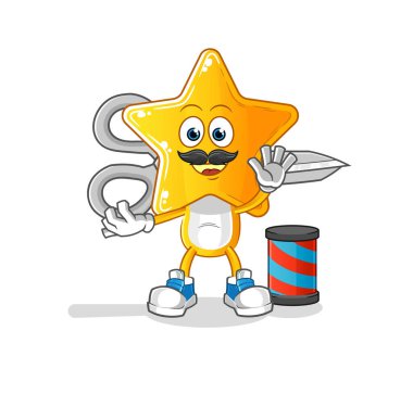 star head cartoon barber. cartoon mascot vector