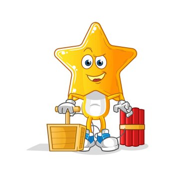 star head cartoon holding dynamite detonator. cartoon vector