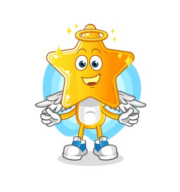 star head cartoon angel with wings vector. cartoon character