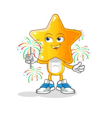 star head cartoon with fireworks mascot. cartoon vector