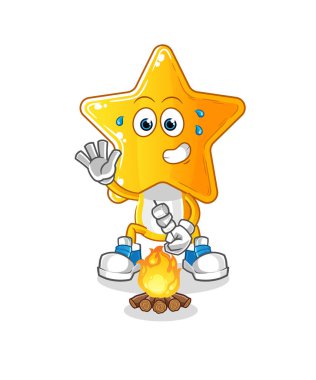 star head cartoon roasting marshmallows. cartoon vector