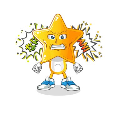 star head cartoon anime angry vector. cartoon character