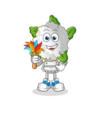 cauliflower head cartoon maid mascot. cartoon vector