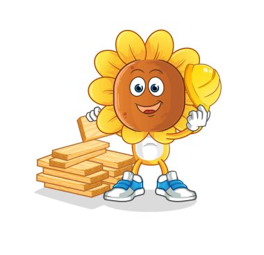 sunflower head cartoon builder vector. cartoon character
