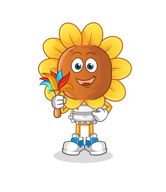 sunflower head cartoon maid mascot. cartoon vector