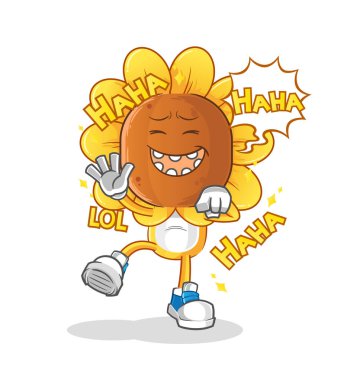 sunflower head cartoon Laugh Out Loud character. cartoon vector