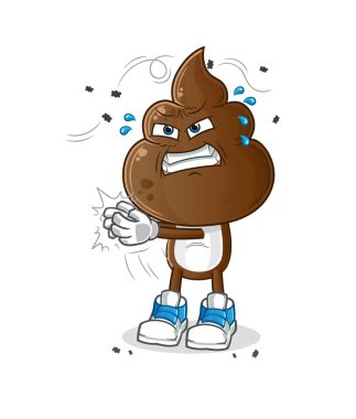 human shit head cartoon swat fly character. cartoon vectorsunflower