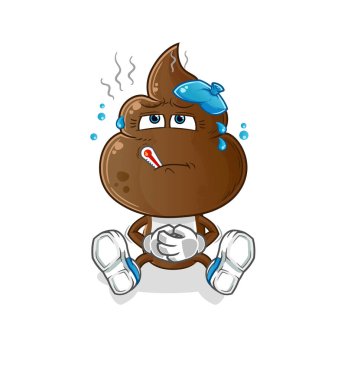 human shit head cartoon sick vector. cartoon character