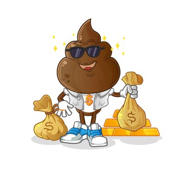 human shit head cartoon rich character. cartoon mascot vector