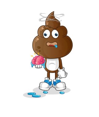 human shit head cartoon no brain vector. cartoon character