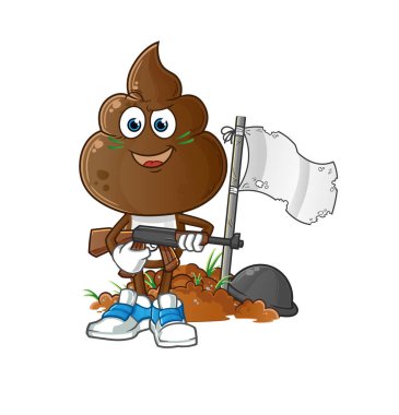 human shit head cartoon army character. cartoon mascot vector