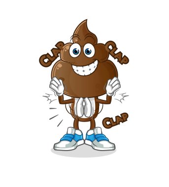 human shit head cartoon applause illustration. character vector