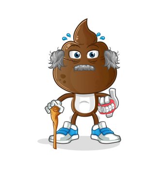 human shit head cartoon white haired old man. character vector