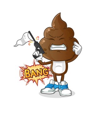 human shit head cartoon warning shot mascot. cartoon vector