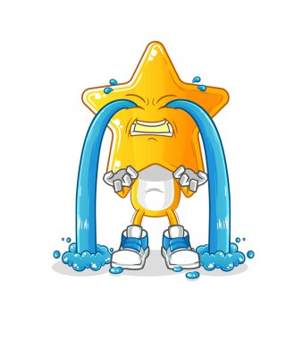 star head cartoon crying illustration. character vector