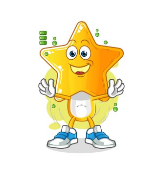 star head cartoon full battery character. cartoon mascot vector