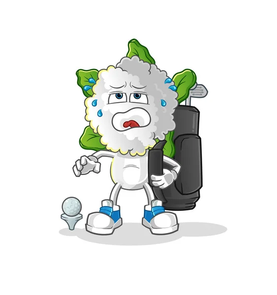 Cauliflower Head Cartoon Golf Equipment Cartoon Mascot Vector — Stock Vector