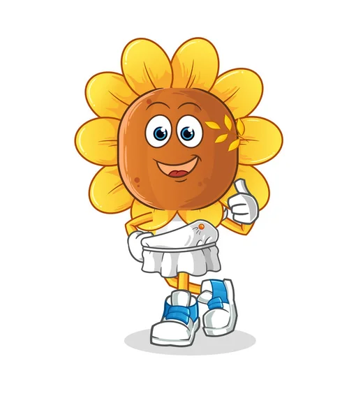 Sunflower Head Cartoon Greek Clothing Cartoon Mascot Vector — Stok Vektör