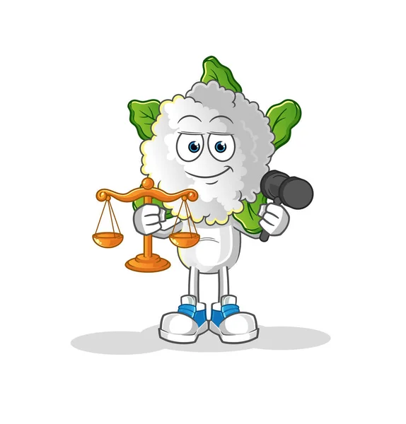 Cauliflower Head Cartoon Lawyer Cartoon Cartoon Mascot Vector — Stock vektor