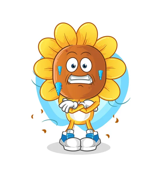 Sunflower Head Cartoon Cold Illustration Character Vector — Vector de stock