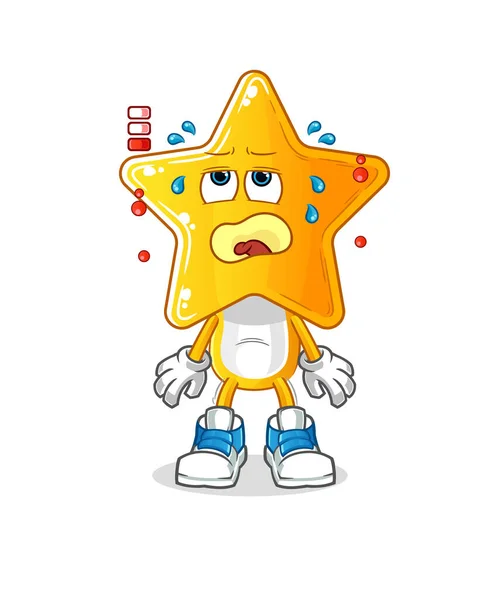 Star Head Cartoon Low Battery Mascot Cartoon Vector — Stock Vector