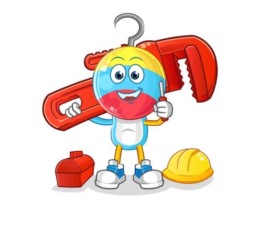 fishing bait head cartoon plumber. cartoon mascot vector