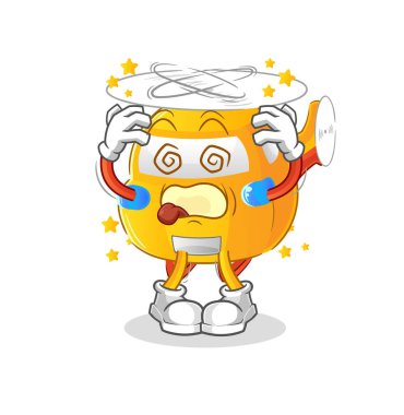 helicopter dizzy head mascot. cartoon vector