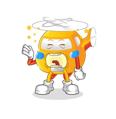 helicopter yawn character. cartoon mascot vector