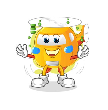 helicopter full battery character. cartoon mascot vector