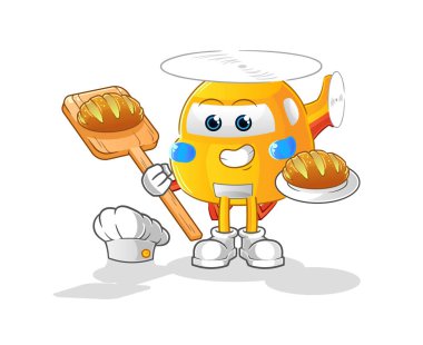 helicopter baker with bread. cartoon mascot vector