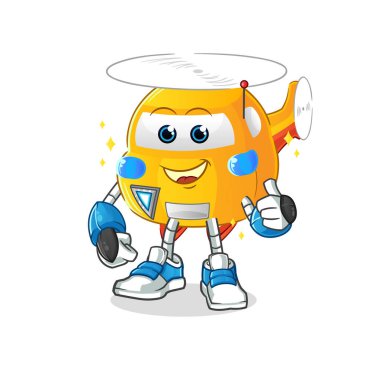 helicopter robot character. cartoon mascot vector