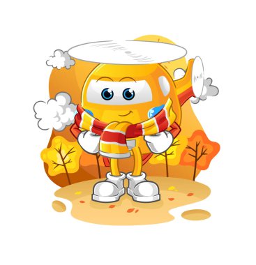 helicopter in the autumn. cartoon mascot vector