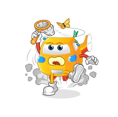 helicopter catch butterfly illustration. character vector