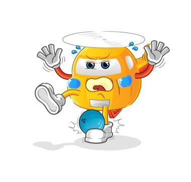 helicopter hiten by bowling cartoon. cartoon mascot vector