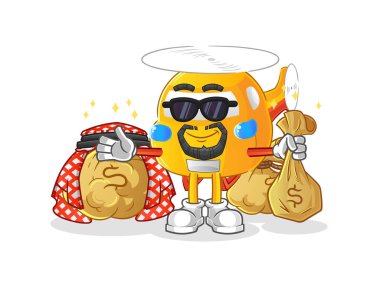 helicopter rich arabian mascot. cartoon vector