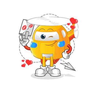 helicopter hold love letter illustration. character vector