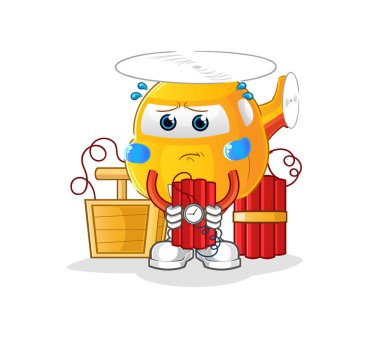 helicopter holding dynamite character. cartoon mascot vector